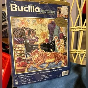 Bucilla Cozy Cats Cross Stitch Kit with Orange and White